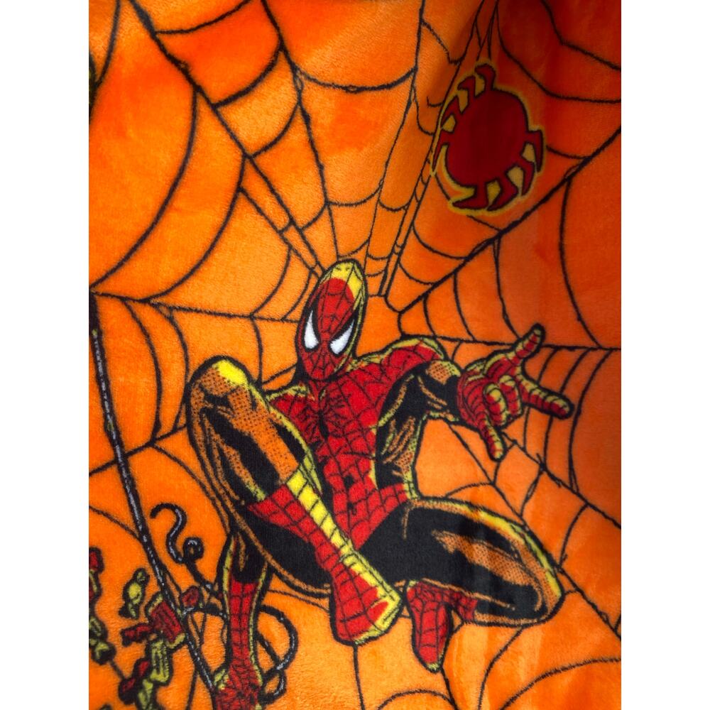Spiderman Halloween Throw Blanket 50x70 | Pumpkin Web Orange